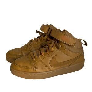Nike Court Borough Mid 2 GS Wheat Brown High Top Sneakers 6Y Womens 7.5
